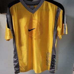 Nike Men's V-Neck Yellow and Gray Jersey